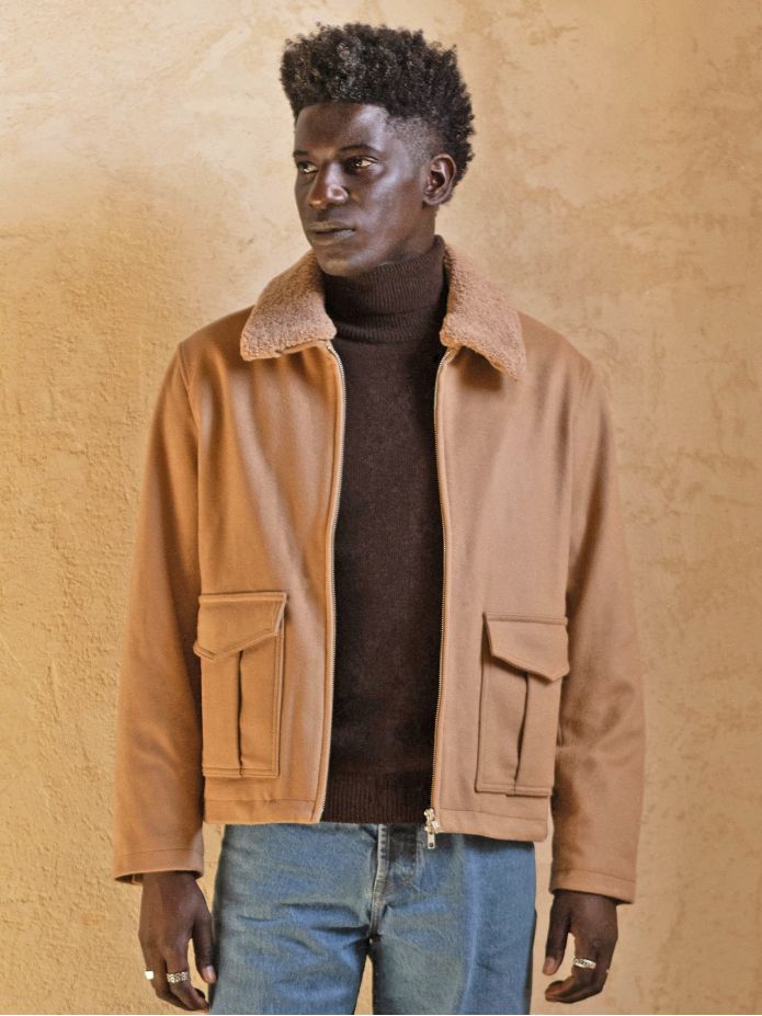 Giubbotto con zip color cammello John - The Nines