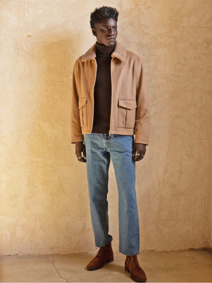 Giubbotto con zip color cammello John - The Nines