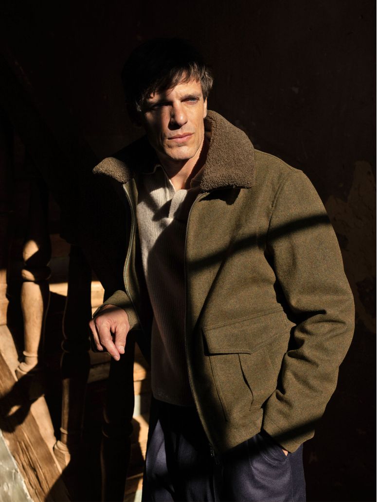 Giubbotto con zip in lana verde loden John - The Nines
