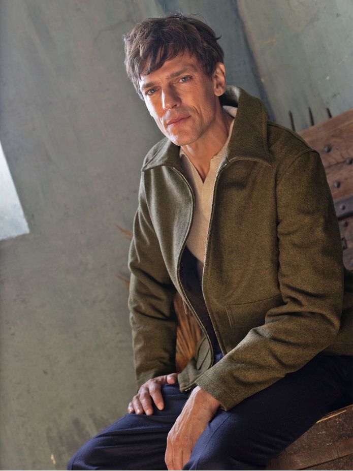 Giubbotto con zip in lana verde loden John - The Nines