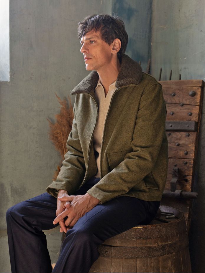 Giubbotto con zip in lana verde loden John - The Nines
