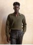 Maglione verde con collo polo Finn