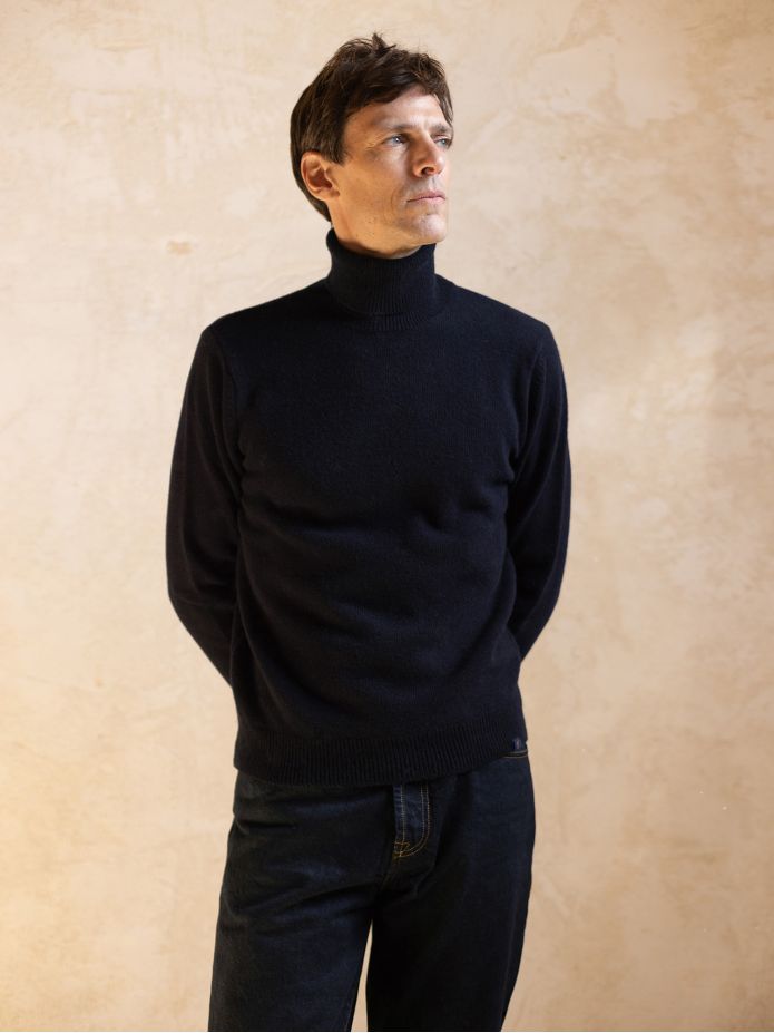 Maglione dolcevita blu navy Grant