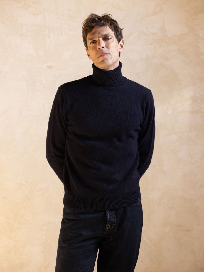 Maglione dolcevita blu navy Grant