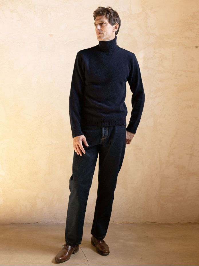 Maglione dolcevita blu navy Grant