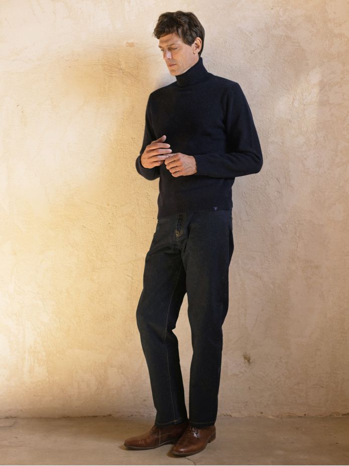 Maglione dolcevita blu navy Grant