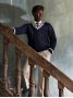 Maglione blu navy con scollo a V Scott
