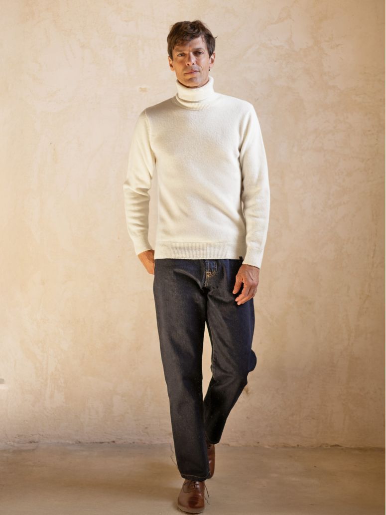 Maglione dolcevita écru Grant