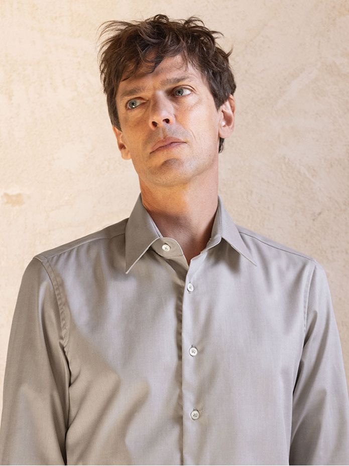 Camicia collo francese anti-piega in Royal Oxford marrone