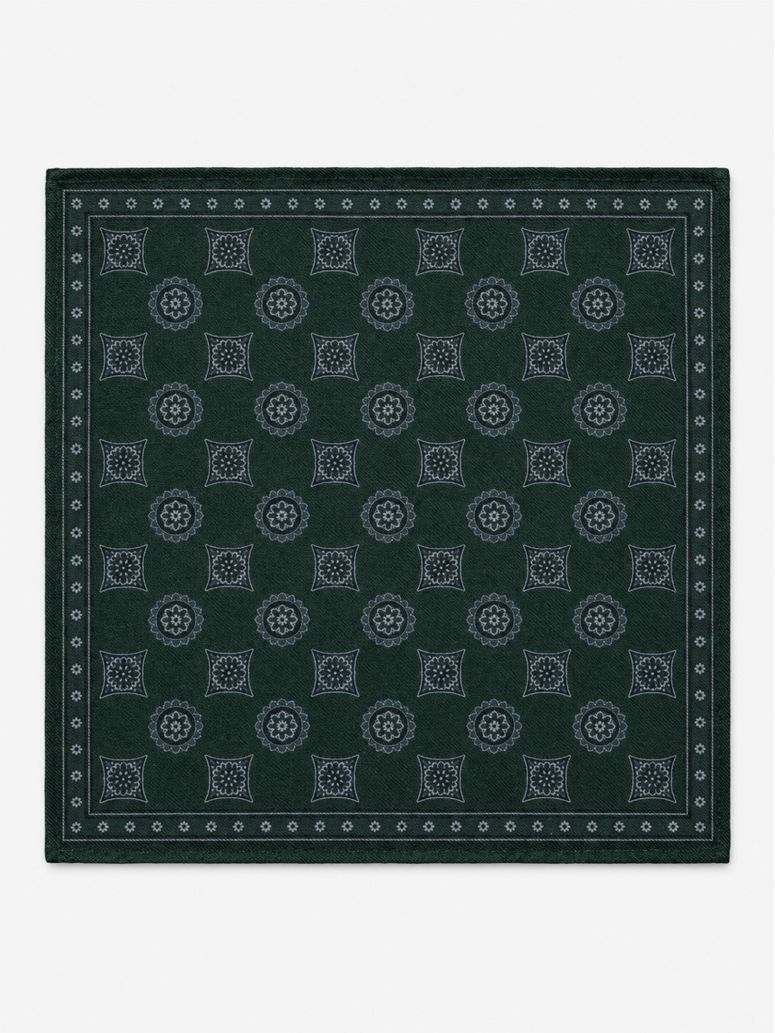 Pochette da taschino verde a fantasia