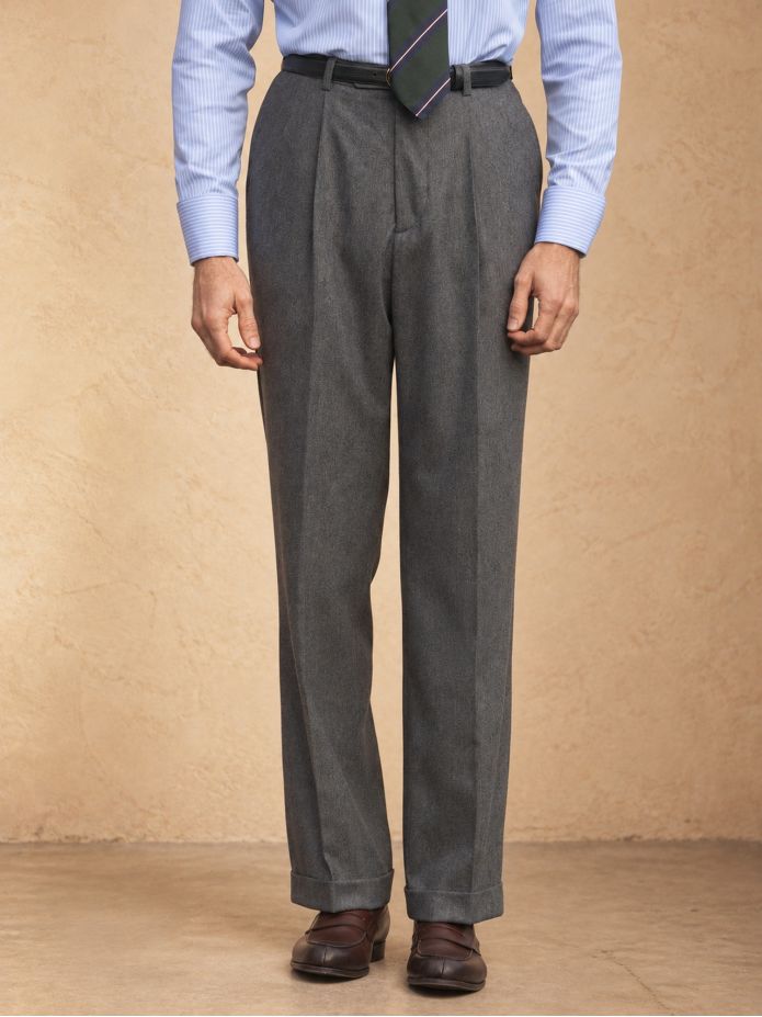 Pantaloni in flanella grigia a vita alta Faro