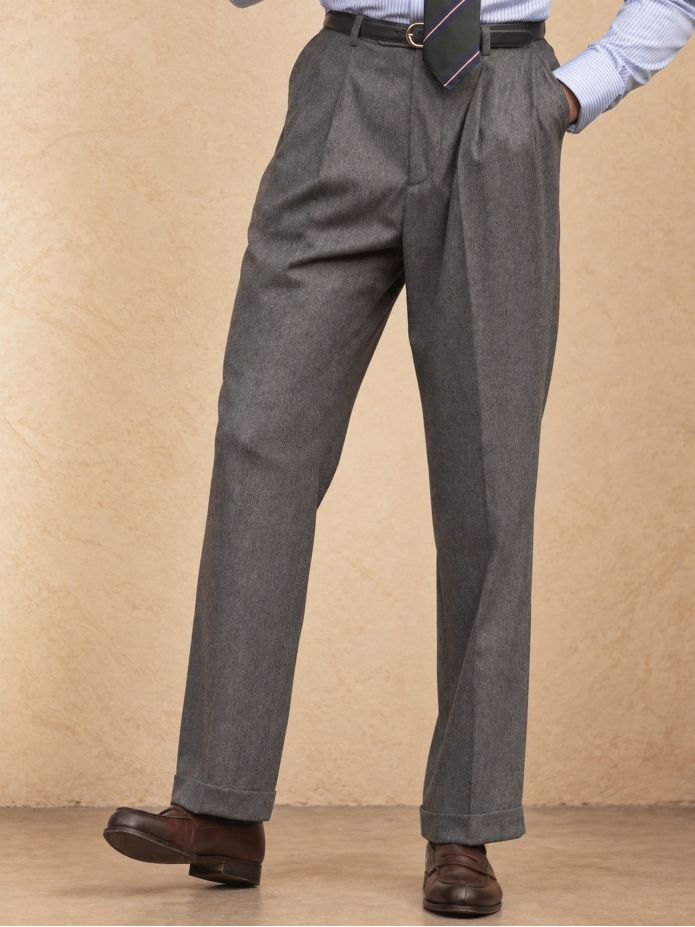 Pantaloni in flanella grigia a vita alta Faro