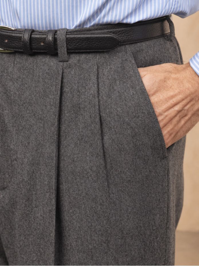 Pantaloni in flanella grigia a vita alta Faro
