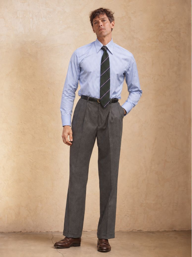 Pantaloni in flanella grigia a vita alta Faro