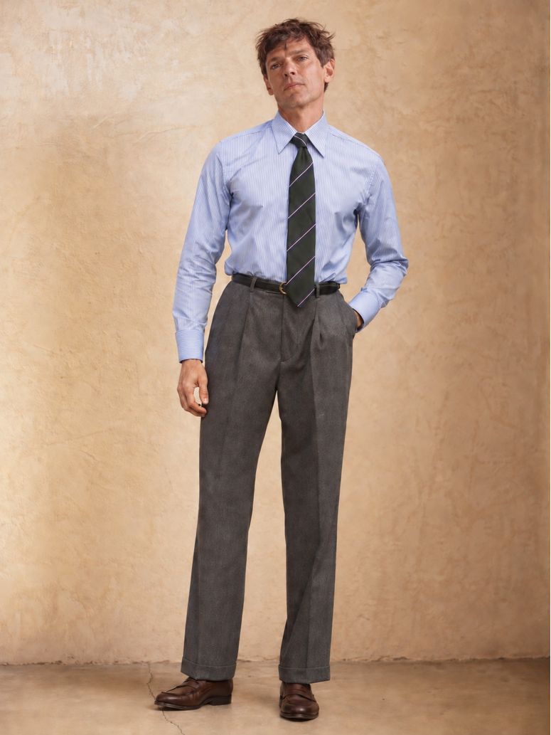 Pantaloni in flanella grigia a vita alta Faro