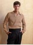 Maglione marrone con collo polo Finn