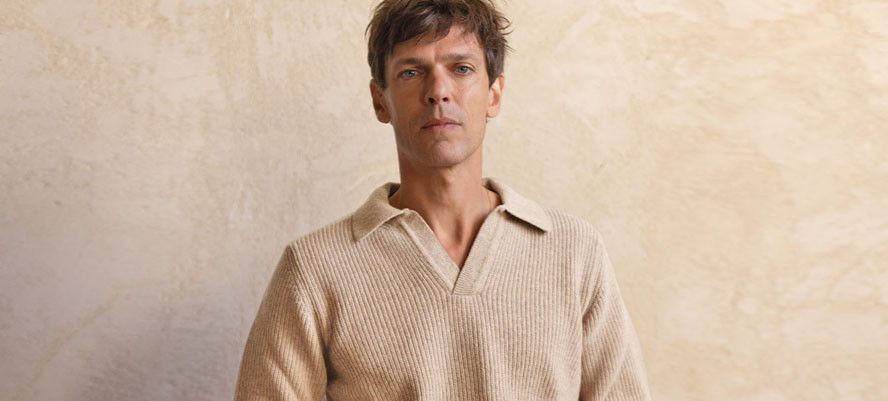 Maglione uomo con colletto polo