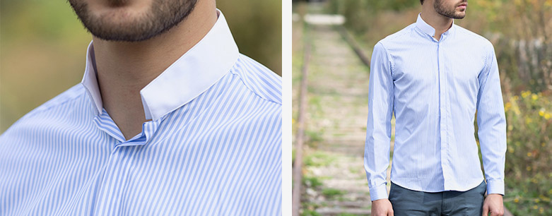 Le righe di camicia blu e bianco